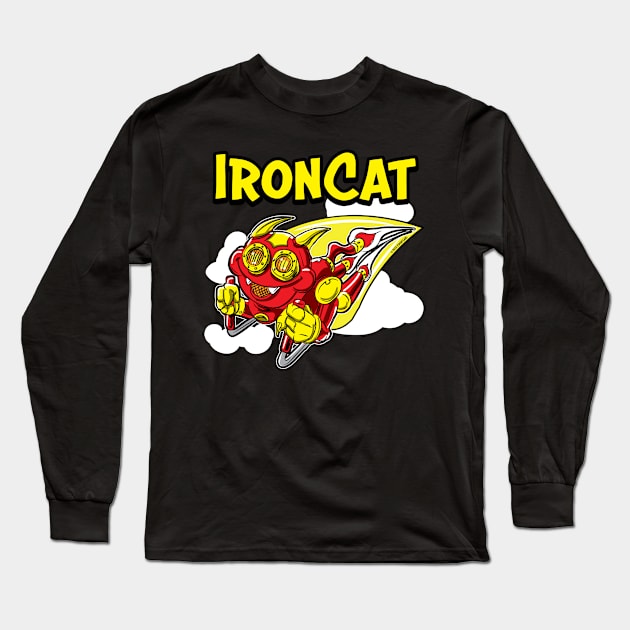 Iron Cat rocketing throught the sky Long Sleeve T-Shirt by eShirtLabs